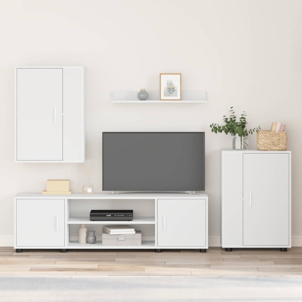 TV cabinet set 4 pcs White Processed wood