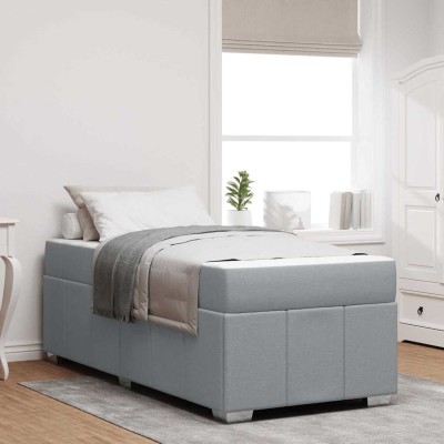 Bed frame Light gray fabric...