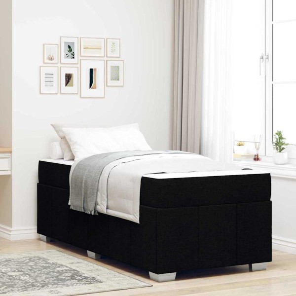 Bed frame with mattress Black fabric 90 x 190 cm