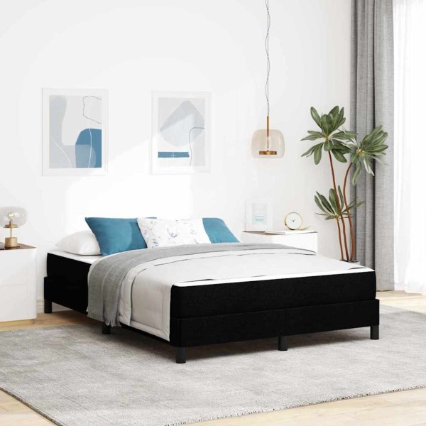 Patio bed with mattress Black fabric 140 x 190 cm