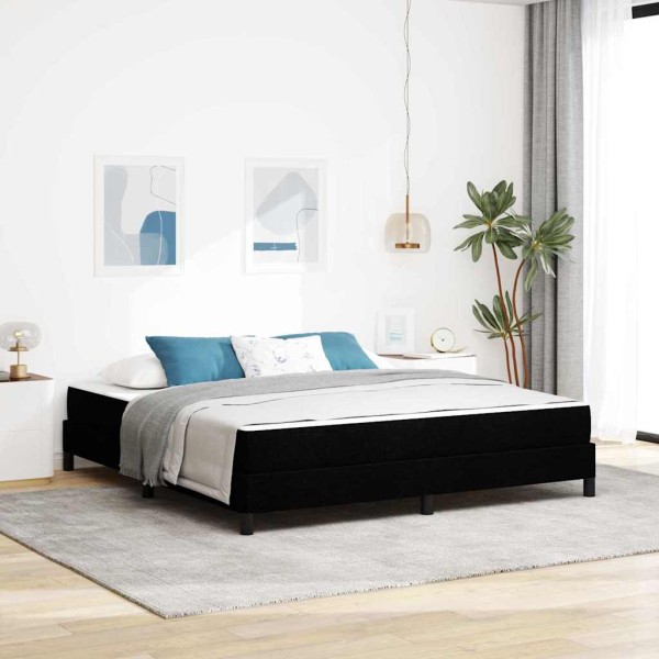 Patio bed with mattress Black fabric 180 x 200 cm