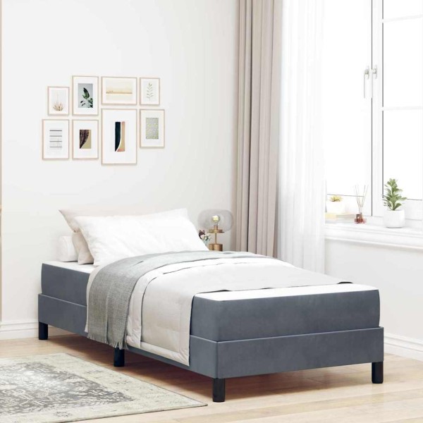 Patio bed with mattress Dark gray fabric 90 x 200 cm