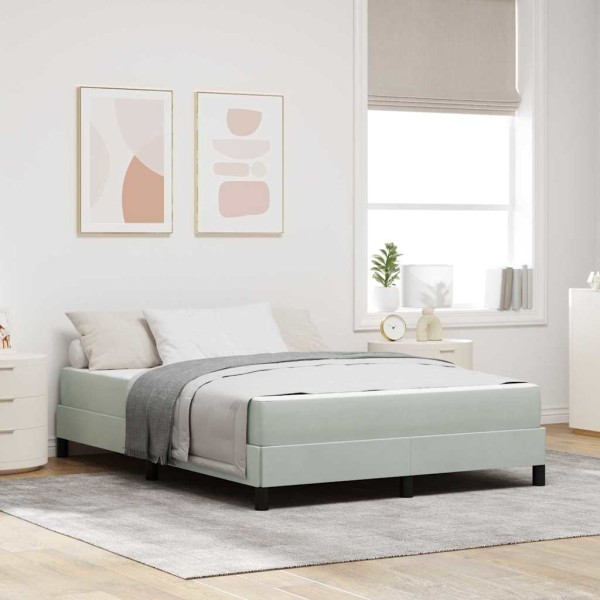 Patio bed with mattress Light gray fabric 140 x 200 cm