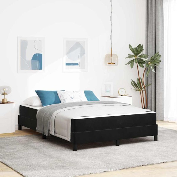 Yard bed with mattress Black fabric 140 x 200 cm