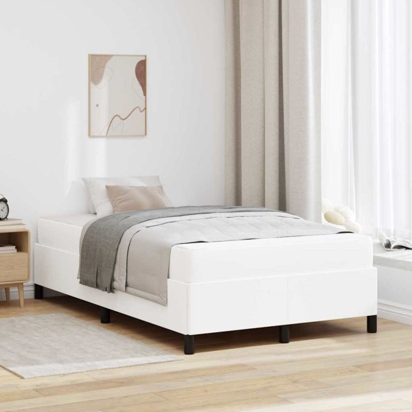 Bed frame with mattress White fabric 120 x 190 cm