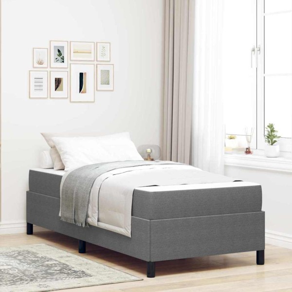 Bed frame with mattress Light gray fabric 100 x 200 cm