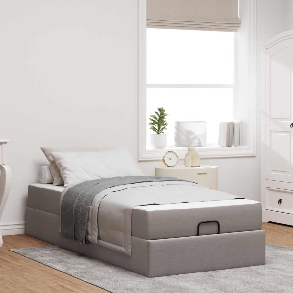 Bed frame with mattress 2 pcs Tortora fabric