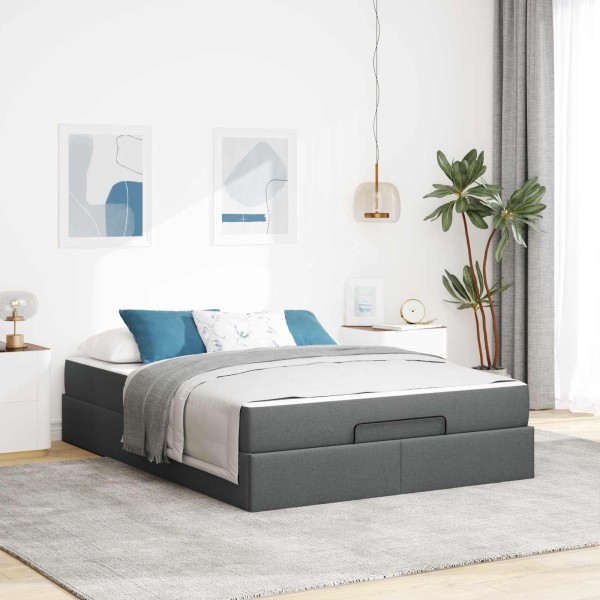 Bed frame with mattress 2 pcs Dull gray fabric
