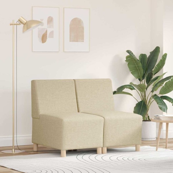Modular sofa unit without arms 2 pcs Cream 55 x 74 x 82 cm