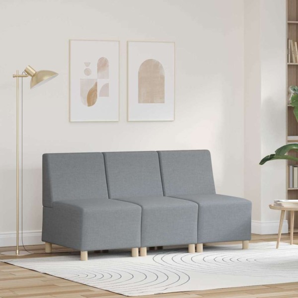 Modular sofa unit without arms 3 pcs Light gray