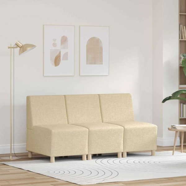 Modular sofa unit without arms 3 pcs Cream 55 x 74 x 82 cm