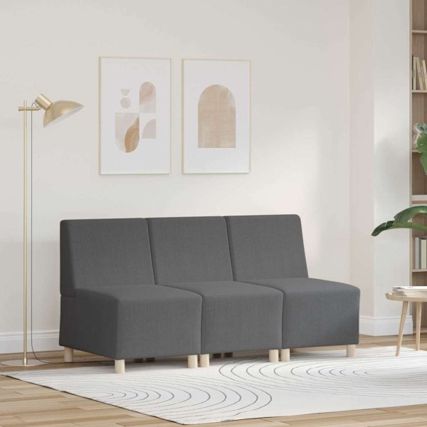 Modular sofa unit without arms 3 pcs Dark gray