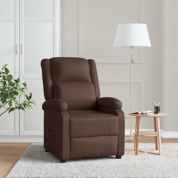 Reclining chair, brown color, artificial leather