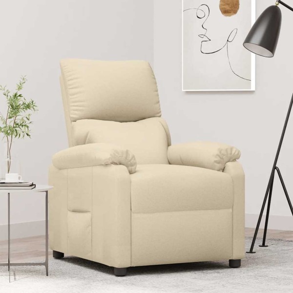 Reclining chair, cream color, fabric