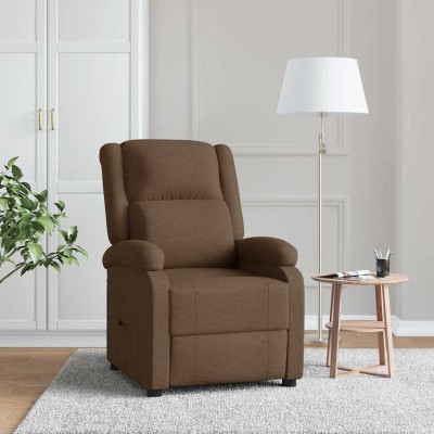 Reclining chair, brown, fabric