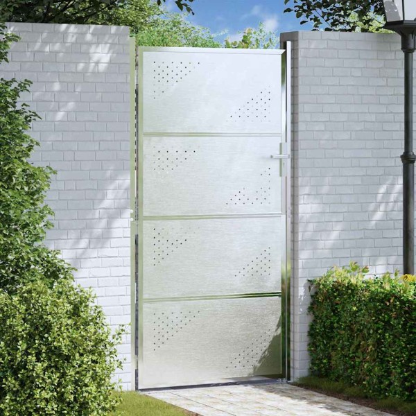 Garden gate with lock Silver 85 x 174 cm Stainless steel