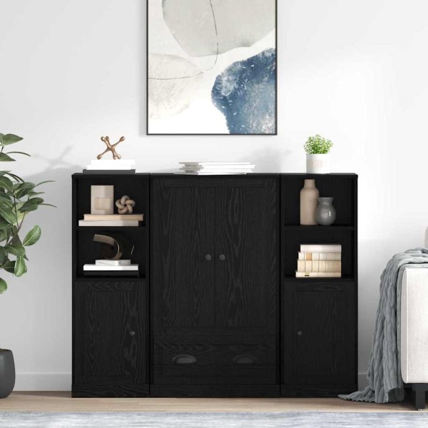 High cabinet 3 pcs Black oak Processed wood