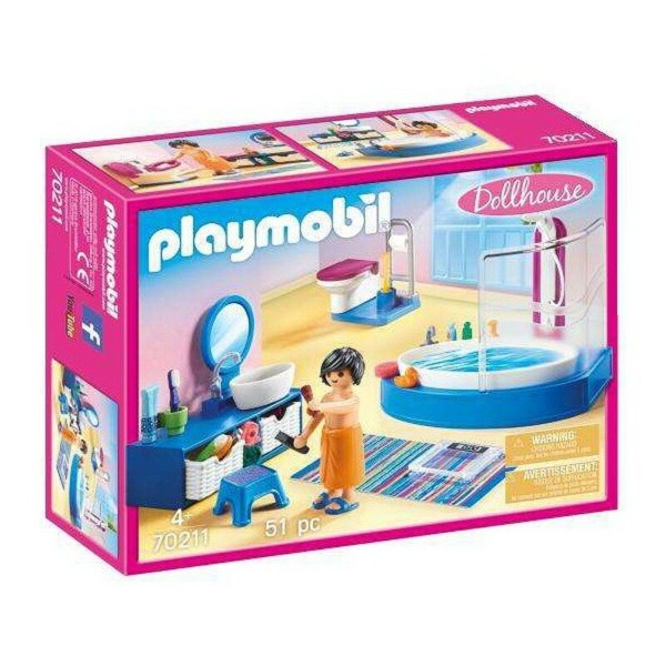 Playset Dollhouse Bathroom Playmobil 70211 Kylvyt (51 pcs)