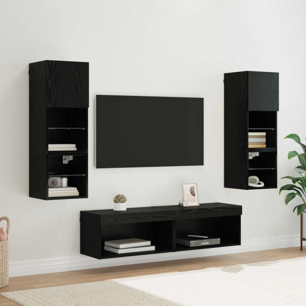 TV wall module 6 pcs Black oak