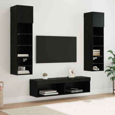 TV wall module 6 pcs Black oak