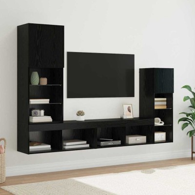 TV wall units 4 pcs Black...