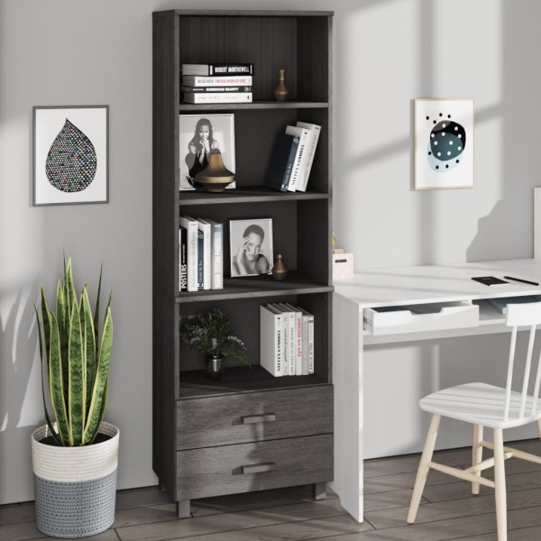 Chest of drawers HAMAR, light gray, 60x35x180cm, solid pine