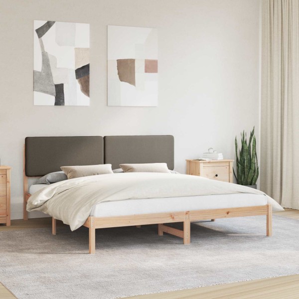Bed frame with upholstered headboard Taupe 200 x 200 cm
