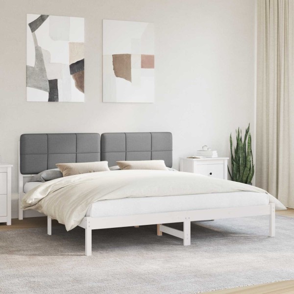 Bed frame with upholstered headboard Light gray 200 x 200 cm