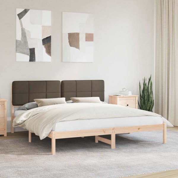 Bed frame with upholstered headboard Taupe 200 x 200 cm
