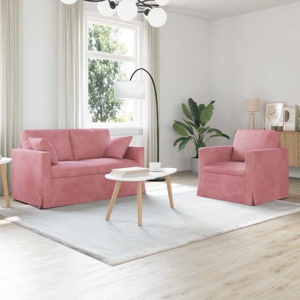 Sofa set 2 pcs Pink 138 x 78 x 80 cm Velvet