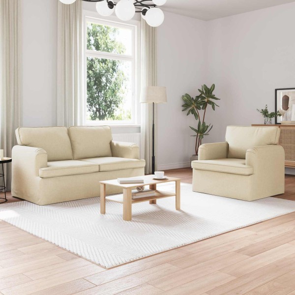 Sofa set 2 pcs Cream 144 x 80 x 85 cm fabric