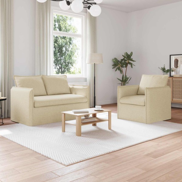 Sofa set 2 pcs Cream 136 x 82 x 85 cm Fabric