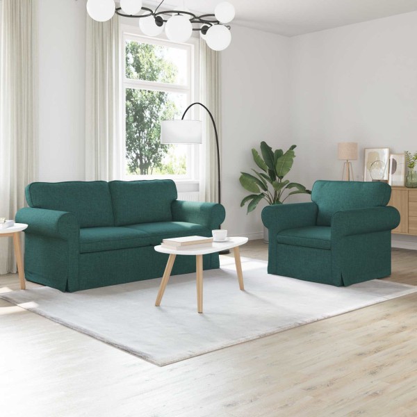 Sofa set 2 pcs Dark green 175 x 82 x 80 cm fabric