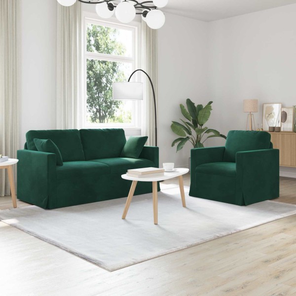 Sofa set 2 pcs Dark green 158 x 78 x 80 cm Velvet