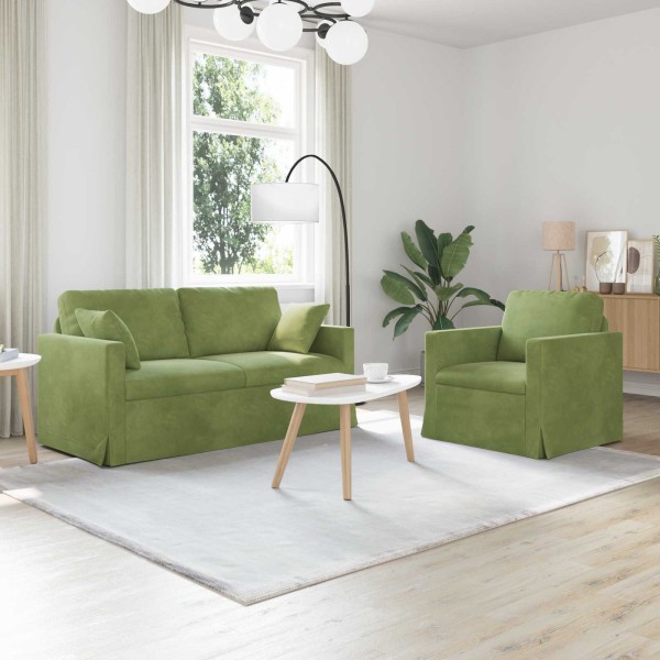 Sofos komplektas 2 pcs Šviesiai žalia 158 x 78 x 80 cm Aksomas