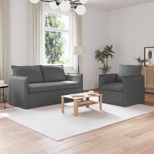 Sofa set 2 pcs Dark gray 156 x 82 x 85 cm Fabric