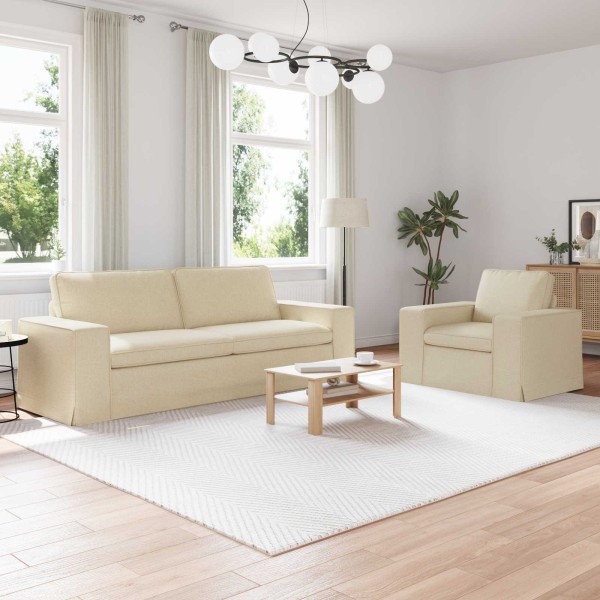 Sofa set 2 pcs Cream 222 x 80 x 82 cm fabric