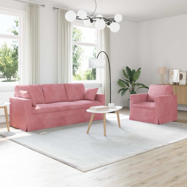 Sofa set 2 pcs Pink 198 x 78 x 80 cm Velvet