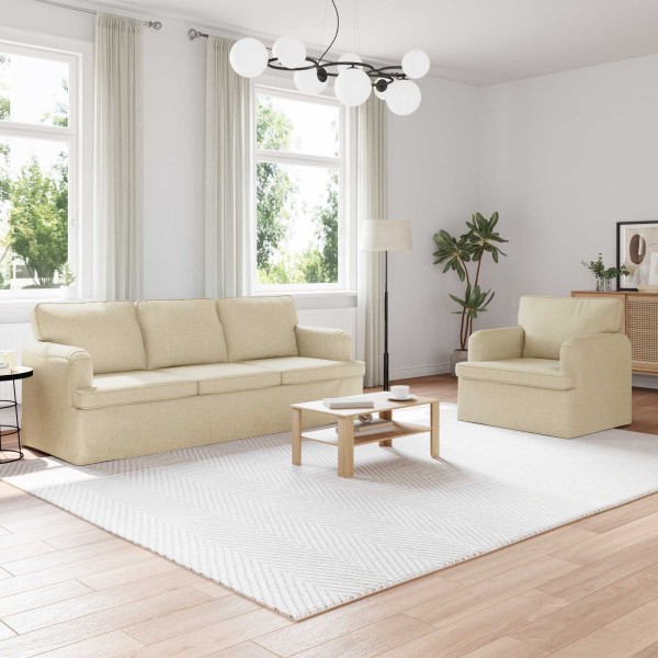 Sofa set 2 pcs Cream 201 x 80 x 85 cm fabric