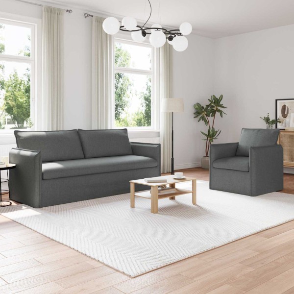 Sofa set 2 pcs Dark gray 196 x 82 x 85 cm Fabric
