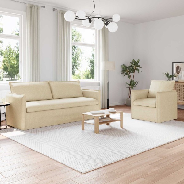 Sofa set 2 pcs Cream 196 x 82 x 85 cm Fabric