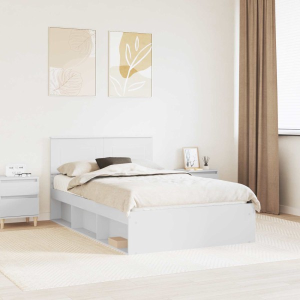 Bed frame with headboard White 120 x 200 cm Treated wood