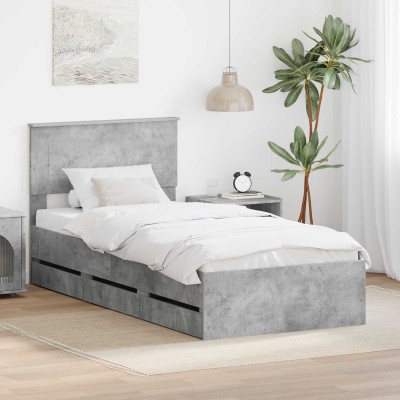 Bed frame Concrete gray 75...