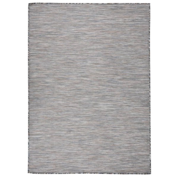 Outdoor mat, brown and blue, 200x280cm, flat plaiting