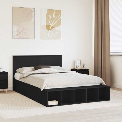 Bed frame with shelf Black...