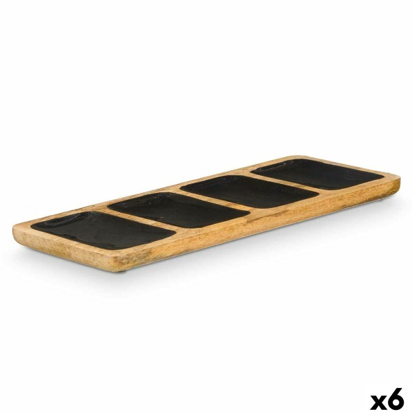 Tray with Compartments MALI-941 B Black 46 x 3 x 17 cm (6 Units)
