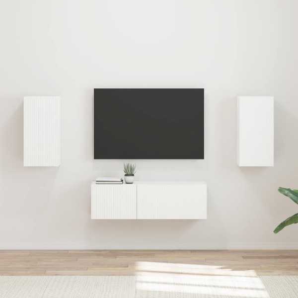 TV wall cabinet set 4 pcs White Processed wood