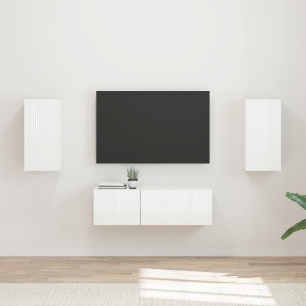 TV wall cabinet set 4 pcs High gloss white