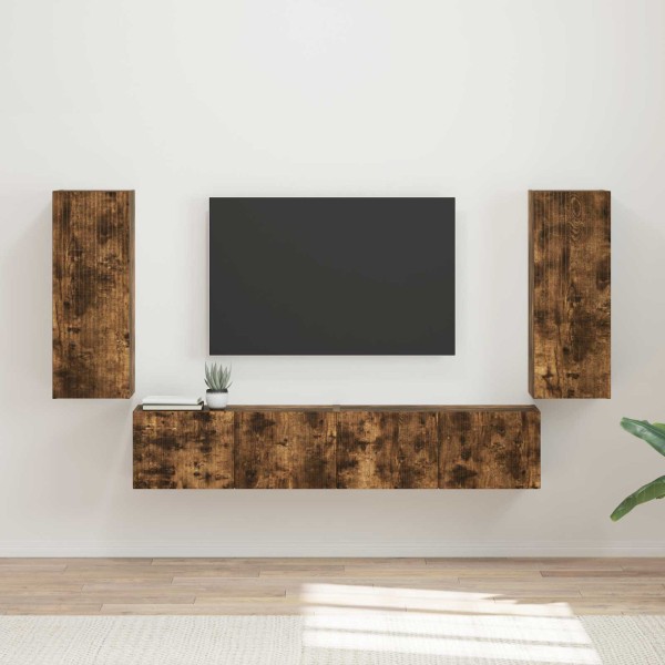 TV wall cabinet set 4 pcs Smoked oak