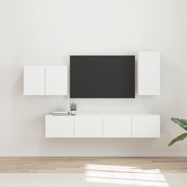 TV wall cabinet set 4 pcs White Processed wood